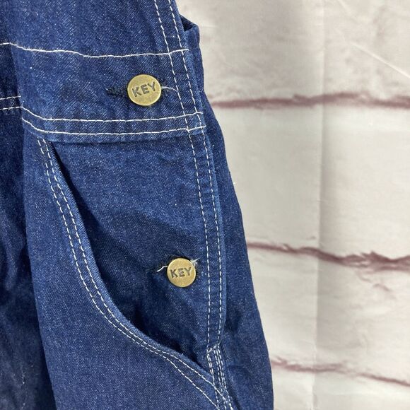 Mens KEY IMPERIAL Carpenter Bib Overalls 38x32 Denim Blue Utility Workwear - Picture 4 of 16